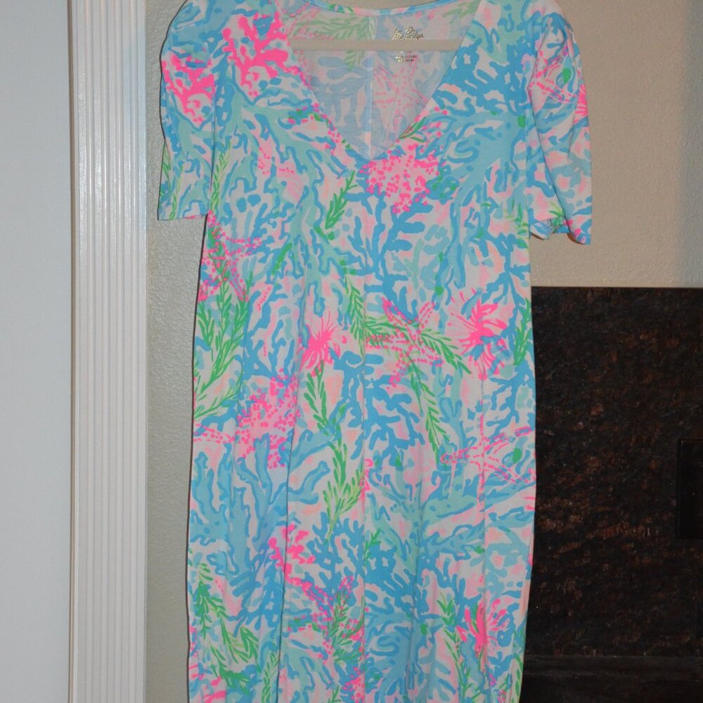 NWOT LILLY PULITZER MULTI CORAL BAY SHORT SLEEVE ALEECE DRESS Size X Large